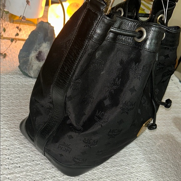 MCM Black Monogram Backpack with Leather Trim - Picture 5 of 17